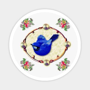 Blue Bird and Flowers Magnet